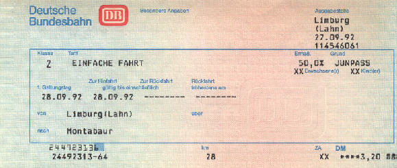 Fahrkarte nach Montabaur